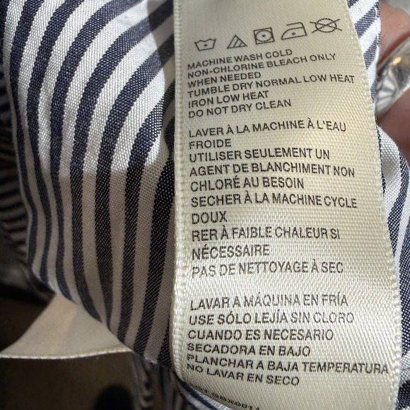 NWT Steve Madden Women's Polished M White/blue Pinstripe Button-Up Peplum Shirt - Picture 8 of 16